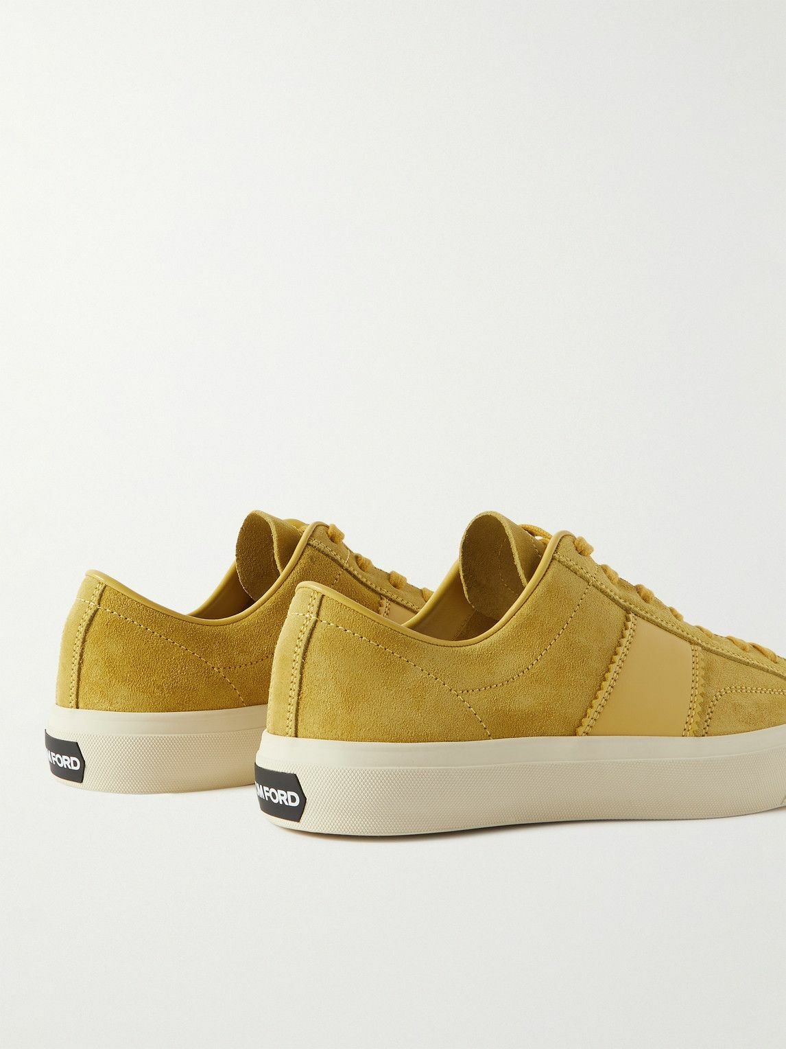 TOM FORD - Cambridge Leather-Trimmed Suede Sneakers - Yellow TOM FORD