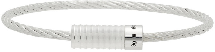 Photo: Le Gramme Silver 'Le 9 Grammes' Vertical Guilloche Cable Bracelet