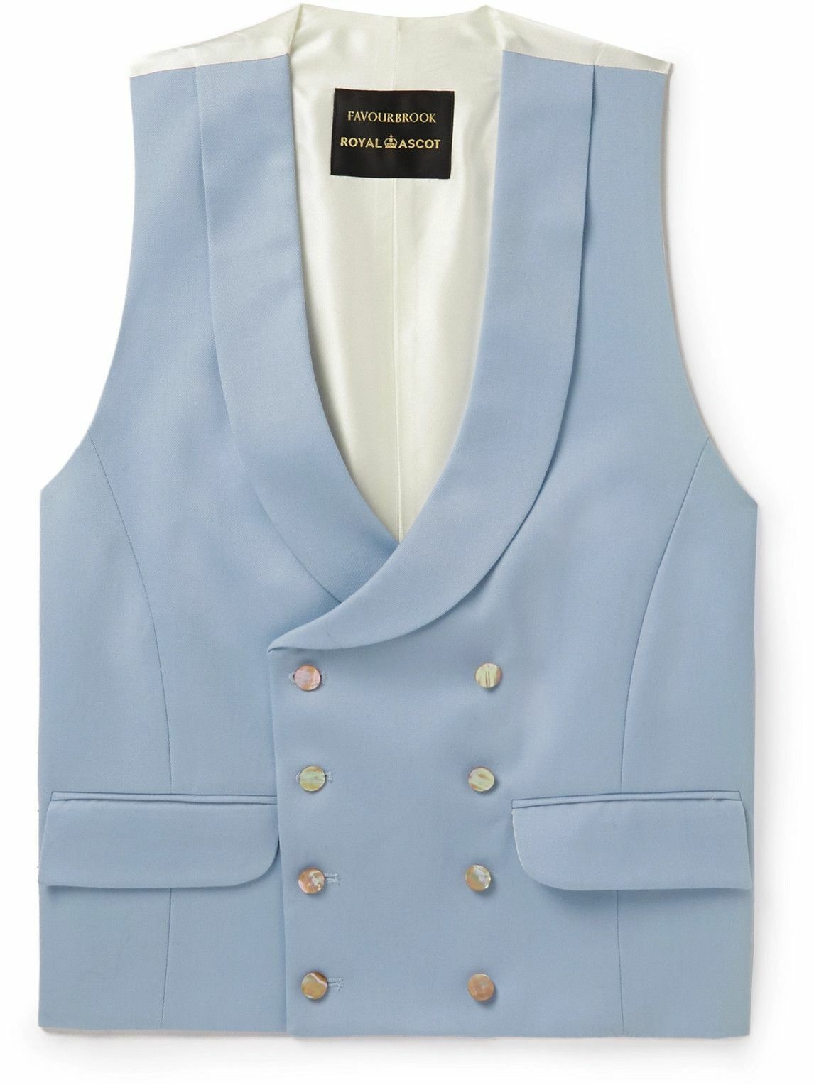 Photo: Favourbrook - Dukes Slim-Fit Shawl-Lapel Double-Breasted Linen Waistcoat - Blue