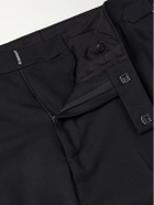 Thom Sweeney - Straight-Leg Satin-Trimmed Wool-Fresco Suit Trousers - Black