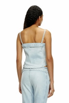 Diesel Cropped denim top with logo belt - Tops Womens in Blue