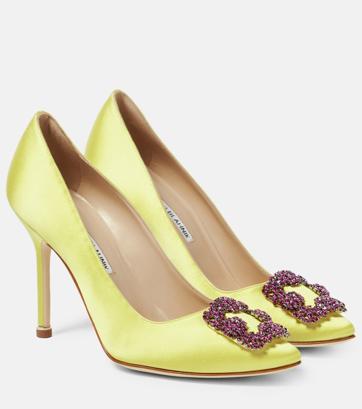 Manolo Blahnik Hangisi 105 embellished satin pumps