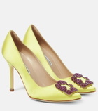 Manolo Blahnik Hangisi 105 embellished satin pumps
