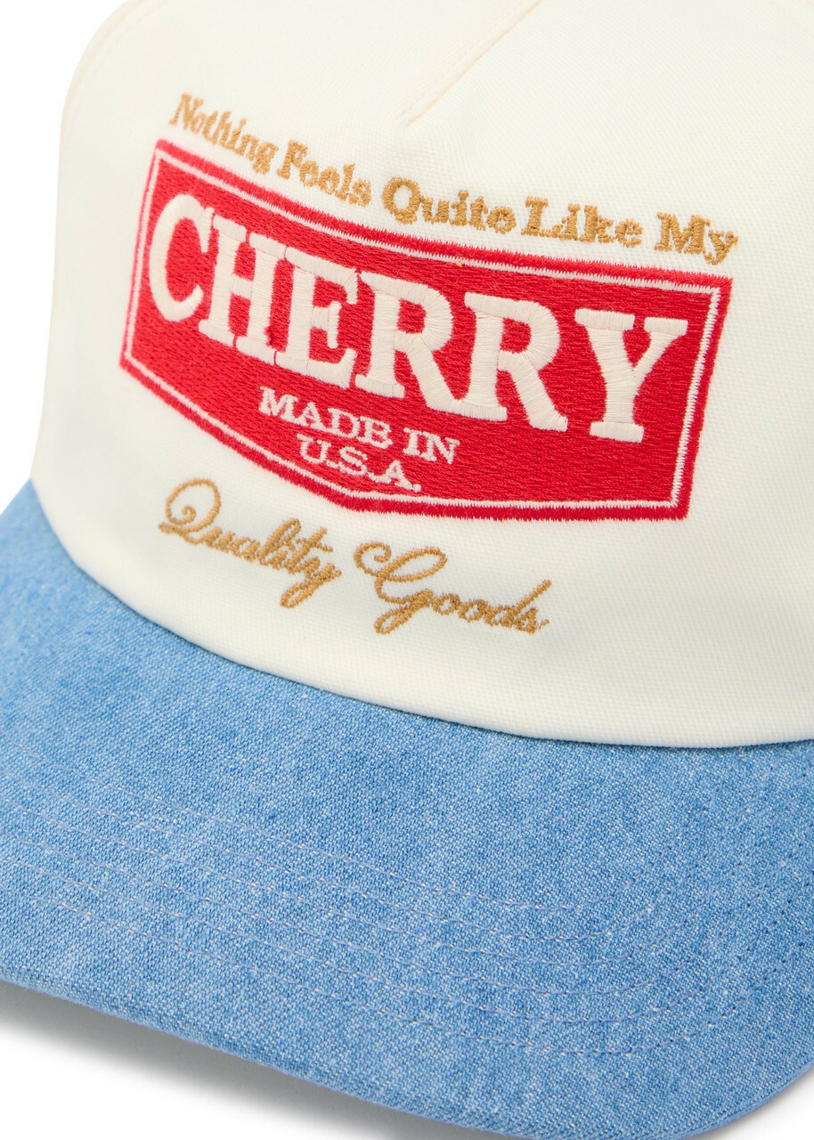Cherry Los Angeles Chevron 5 Panel Embroidered Canvas and Chambray cap - Blue - One Size