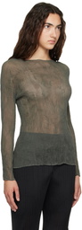 ISSEY MIYAKE Green Chiffon Twist 2 Top