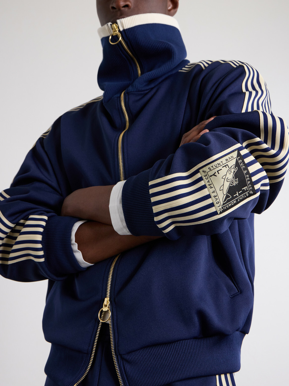 KAPITAL - Striped Jersey Track Jacket - Blue