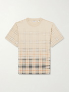 Burberry - Checked Cotton-Jersey T-Shirt - Neutrals