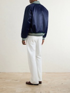Aimé Leon Dore - Logo-Embroidered Satin Varsity Jacket - Blue