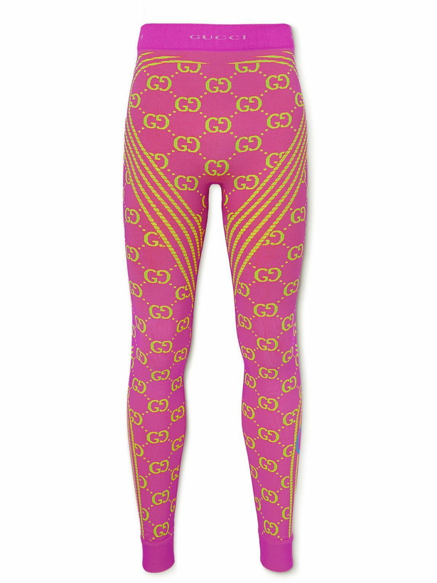 Photo: GUCCI - Logo-Jacquard Stretch-Knit Tights - Pink