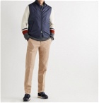 CANALI - Suede-Trimmed Padded Shell Gilet - Blue