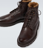Brunello Cucinelli - Shearling-lined leather lace-up boots