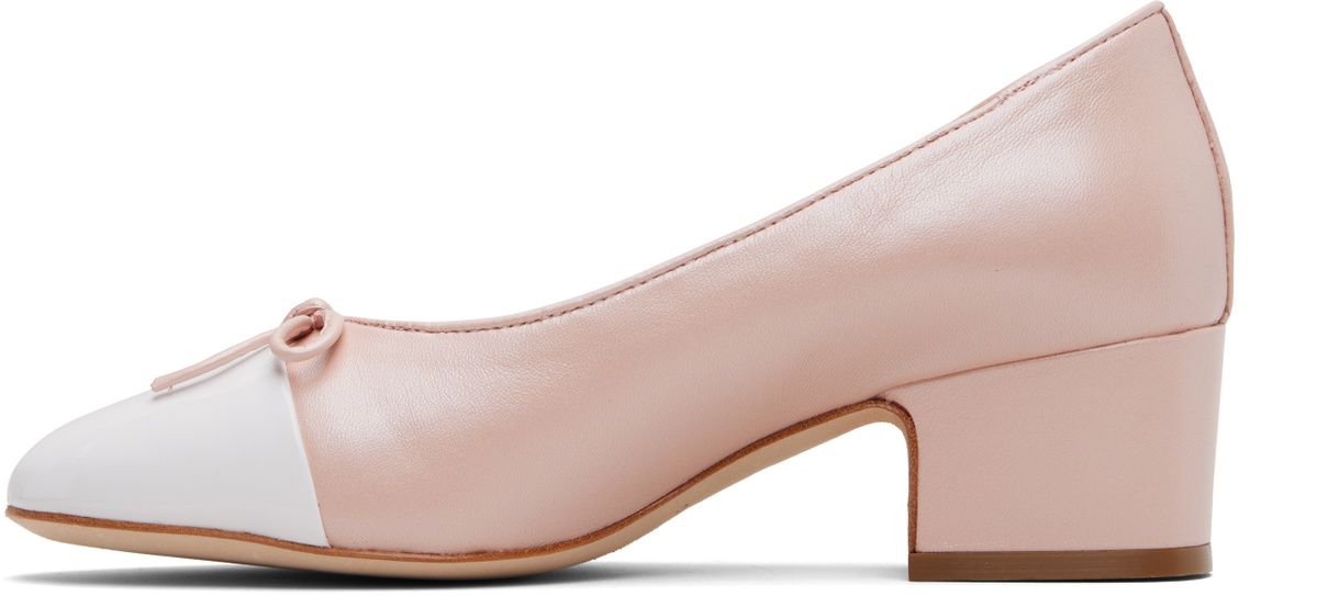 Sandy Liang Pink & White Cap Toe Heels