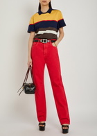 Versace Logo-embroidered Striped Cotton Polo T-shirt Brown