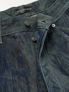 Balenciaga - Wide-Leg Distressed Camouflage-Print Jeans - Blue