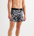 TOM FORD - Velvet-Trimmed Zebra-Print Stretch-Silk Satin Boxer Shorts - Gray