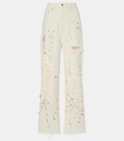 Xu Zhi Embellished distressed wide-leg jeans