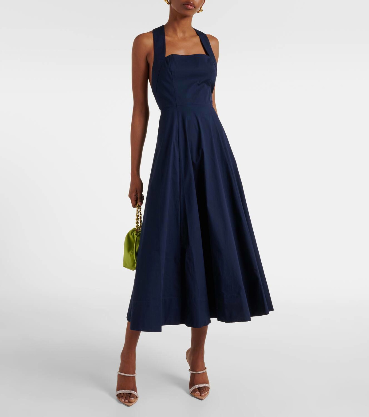 staud teresa midi dress Staud Teresa Cotton Crossback Midi-Dress
