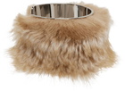 MM6 Maison Margiela Brown Faux Fur Cuff Bracelet