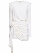 MAGDA BUTRYM Jersey Draped Mini Dress with Flower