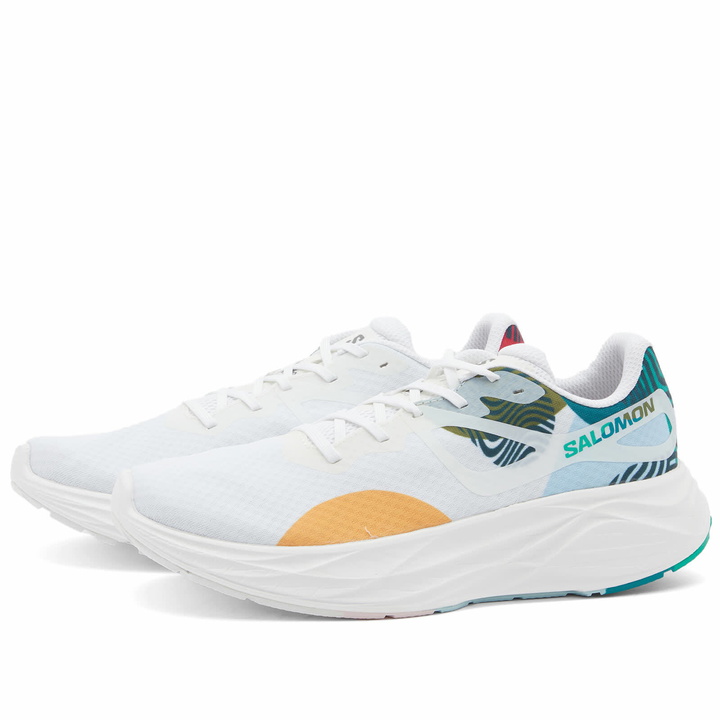 Photo: Salomon Men's Aero Glide For Ciele Sneakers in Emerald/Crystal Blue/Blazing Orange