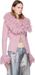 The Attico Pink Rib Wool Mix Cardigan