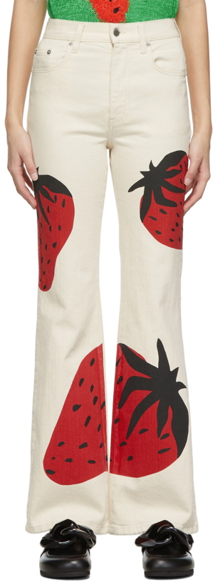 Photo: JW Anderson Off-White Strawberry Bootcut Jeans