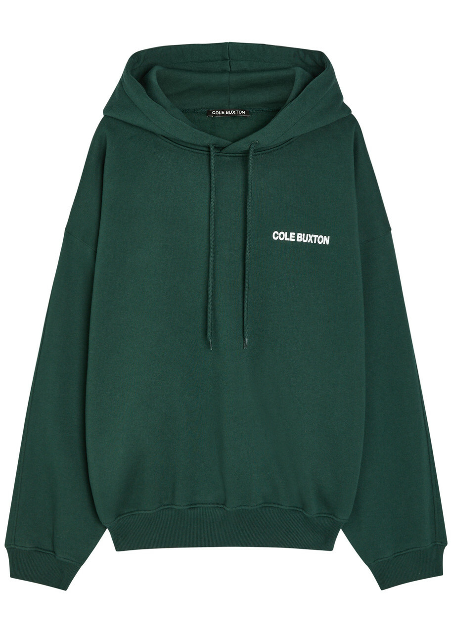 Cole Buxton Sportswear Hooded Printed Cotton Sweatshirt Green