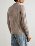 Incotex - Zanone Cable-Knit Wool and Cashmere-Blend Polo Shirt - Neutrals