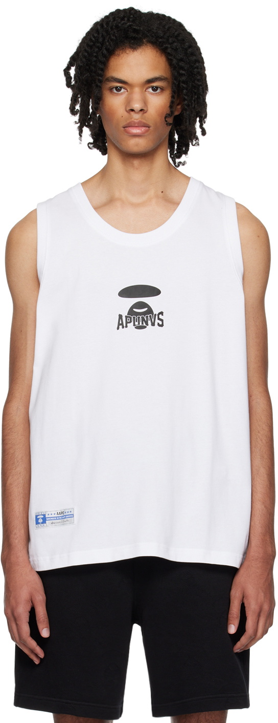 AAPE by A Bathing Ape White Moonface Tank Top AAPE by A Bathing Ape