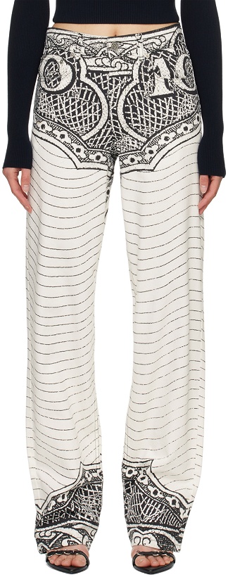 Photo: Jean Paul Gaultier White Printed Jeans