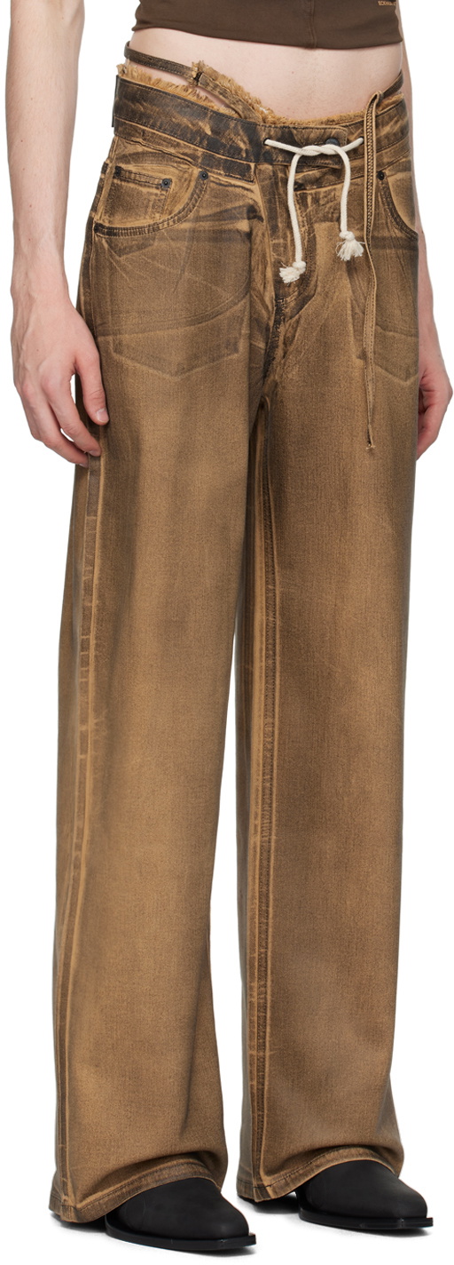 Ottolinger SSENSE Exclusive Brown Double Fold Jeans