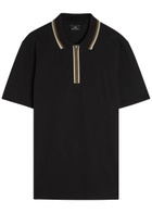 PS Paul Smith Striped-trim Stretch-cotton Polo Shirt Black