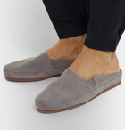 Mulo - Suede Backless Loafers - Light gray