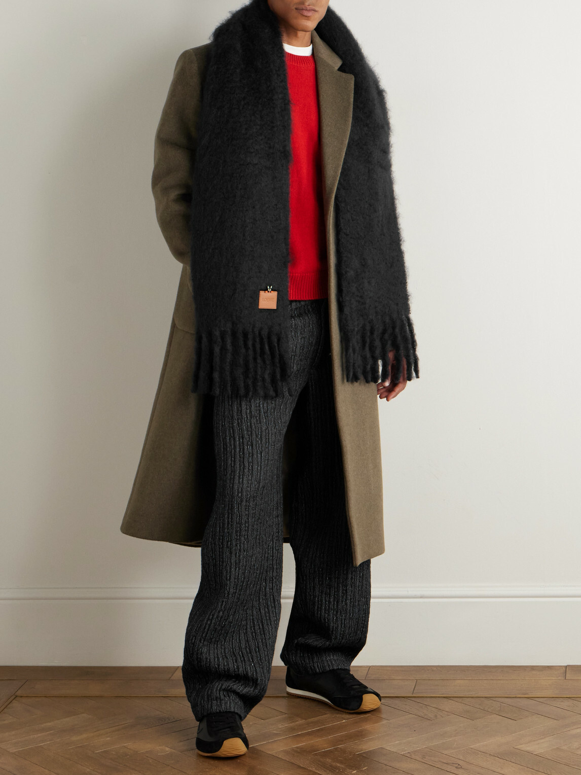 LOEWE - Logo-Appliquéd Fringed Mohair and Wool-Blend Scarf