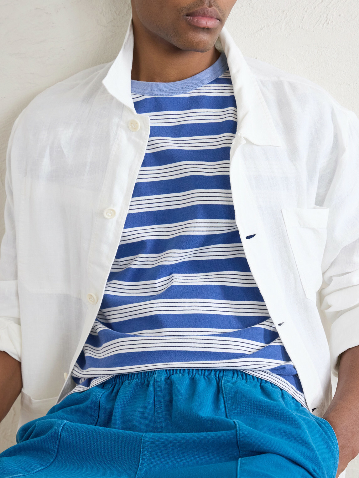 Noah - Striped Cotton-Jersey T-Shirt - Blue