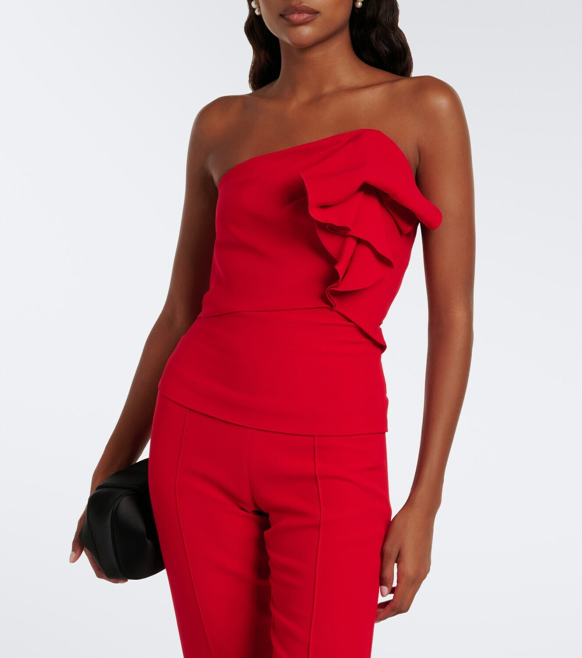 Roland Mouret Ruffled wool and silk cady corset