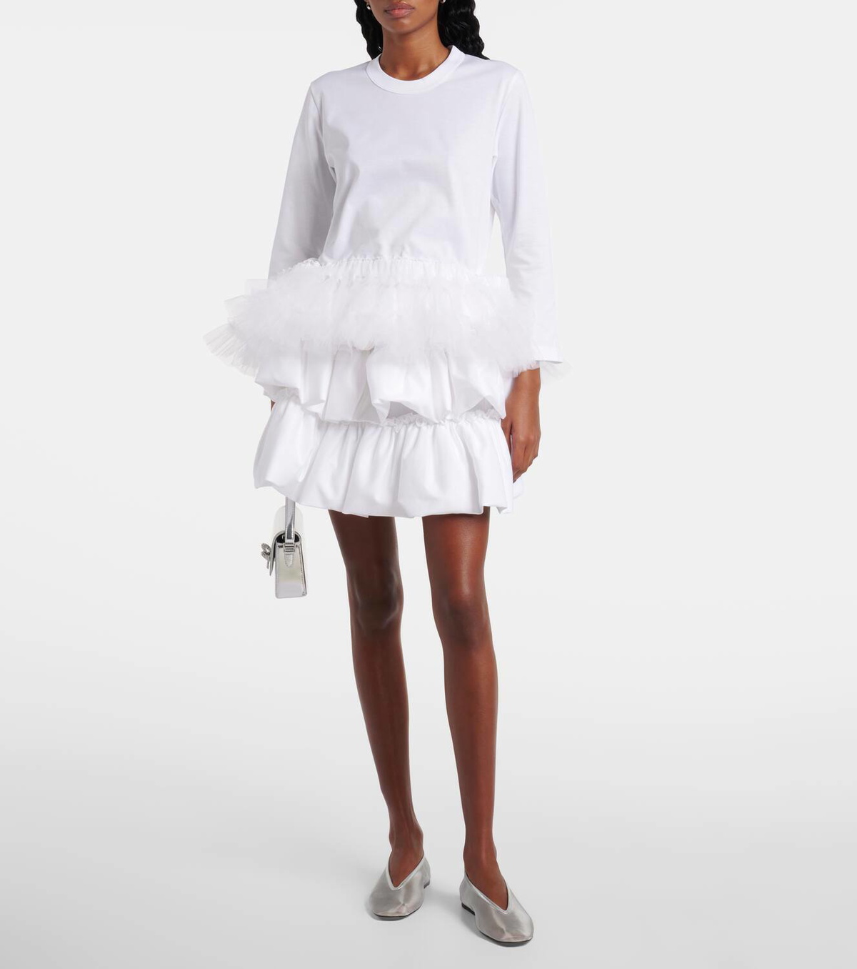 Noir Kei Ninomiya Tiered cotton miniskirt