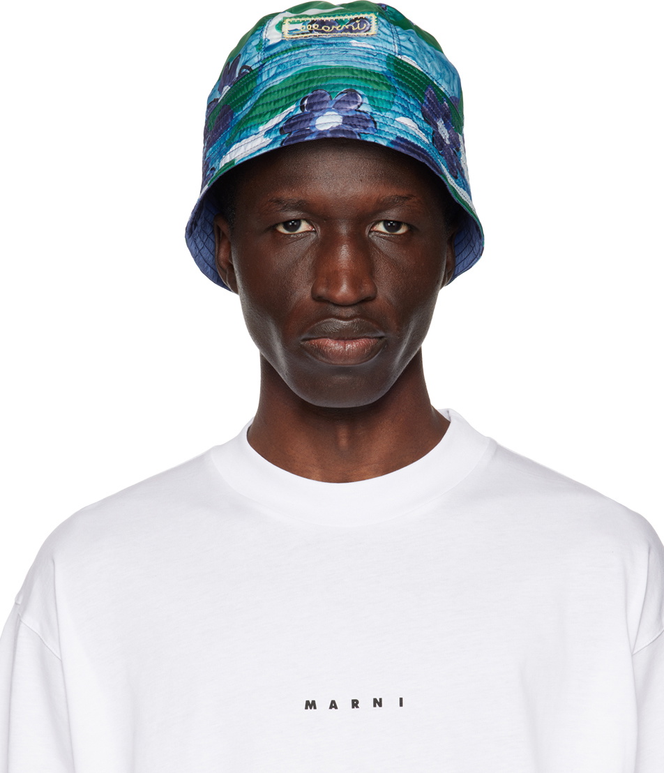 Marni Blue Cloudyflower Bucket Hat Marni