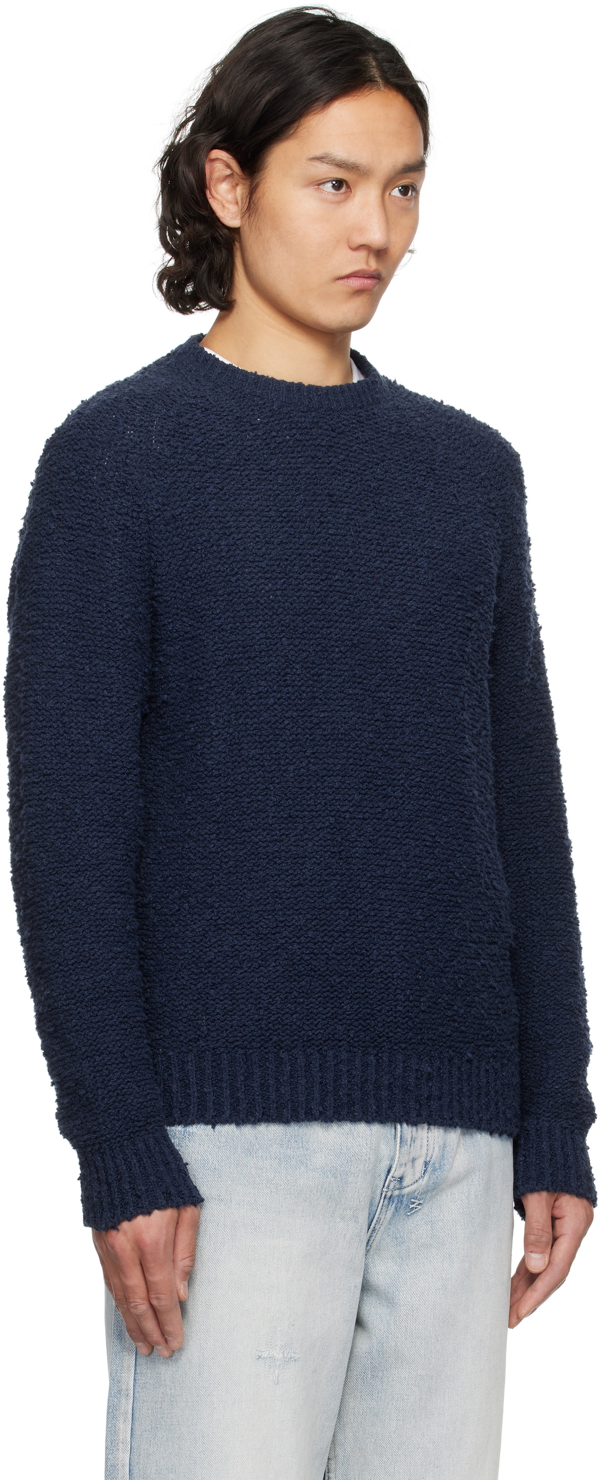 Noah Navy Popcorn Yarn Sweater