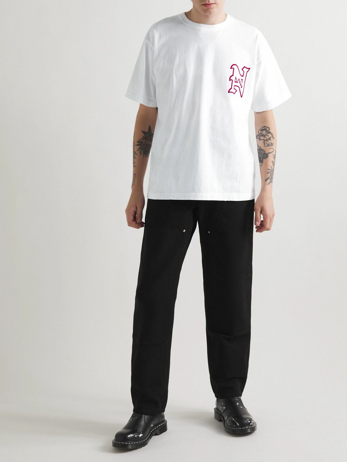 Neighborhood LogoFlocked CottonJersey TShirt White Neighborhood