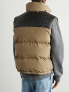 Bottega Veneta - Intrecciato Leather-Panelled Quilted Cotton Down Gilet - Brown