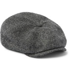 Purdey - York Bakerboy Herringbone Wool-Tweed Flat Cap - Gray