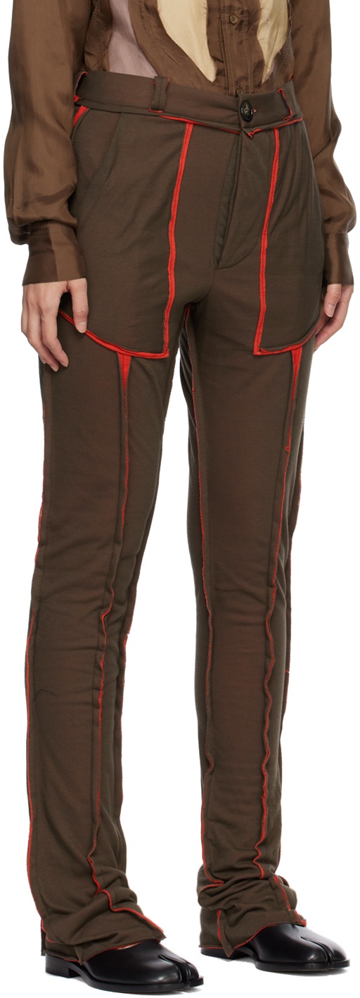 Edward Cuming Brown & Red Raw Edge Lounge Pants