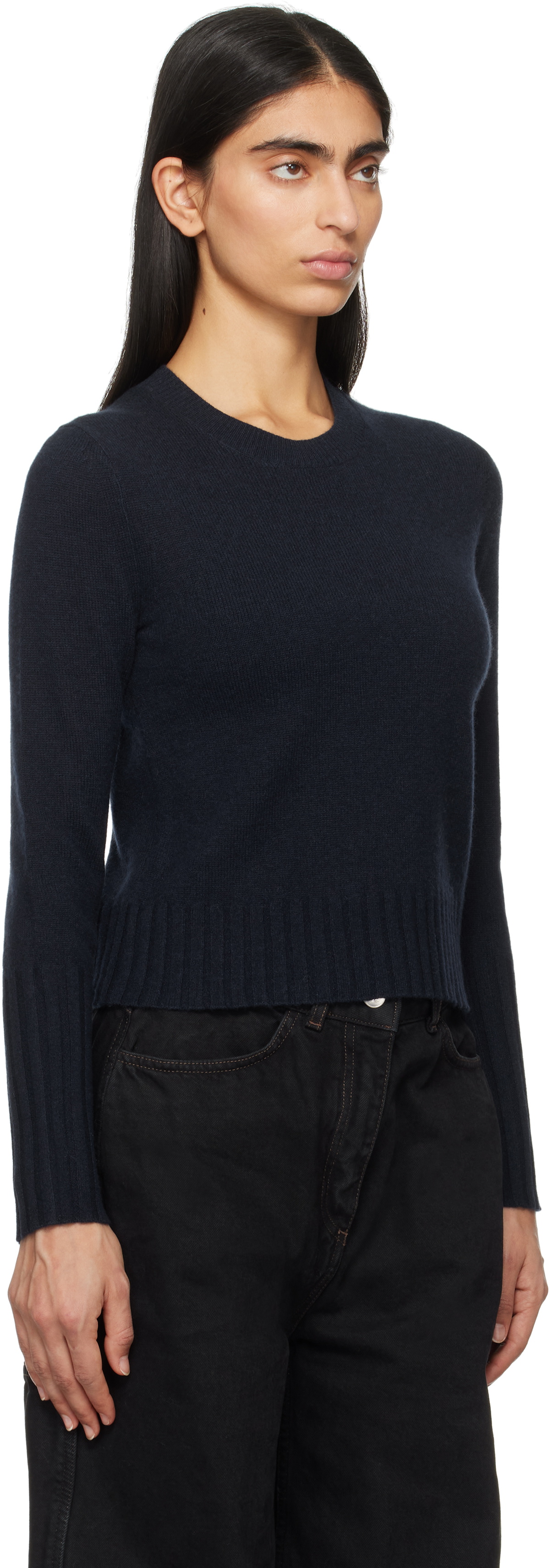 Guest in Residence Navy Shrunken Crew Sweater