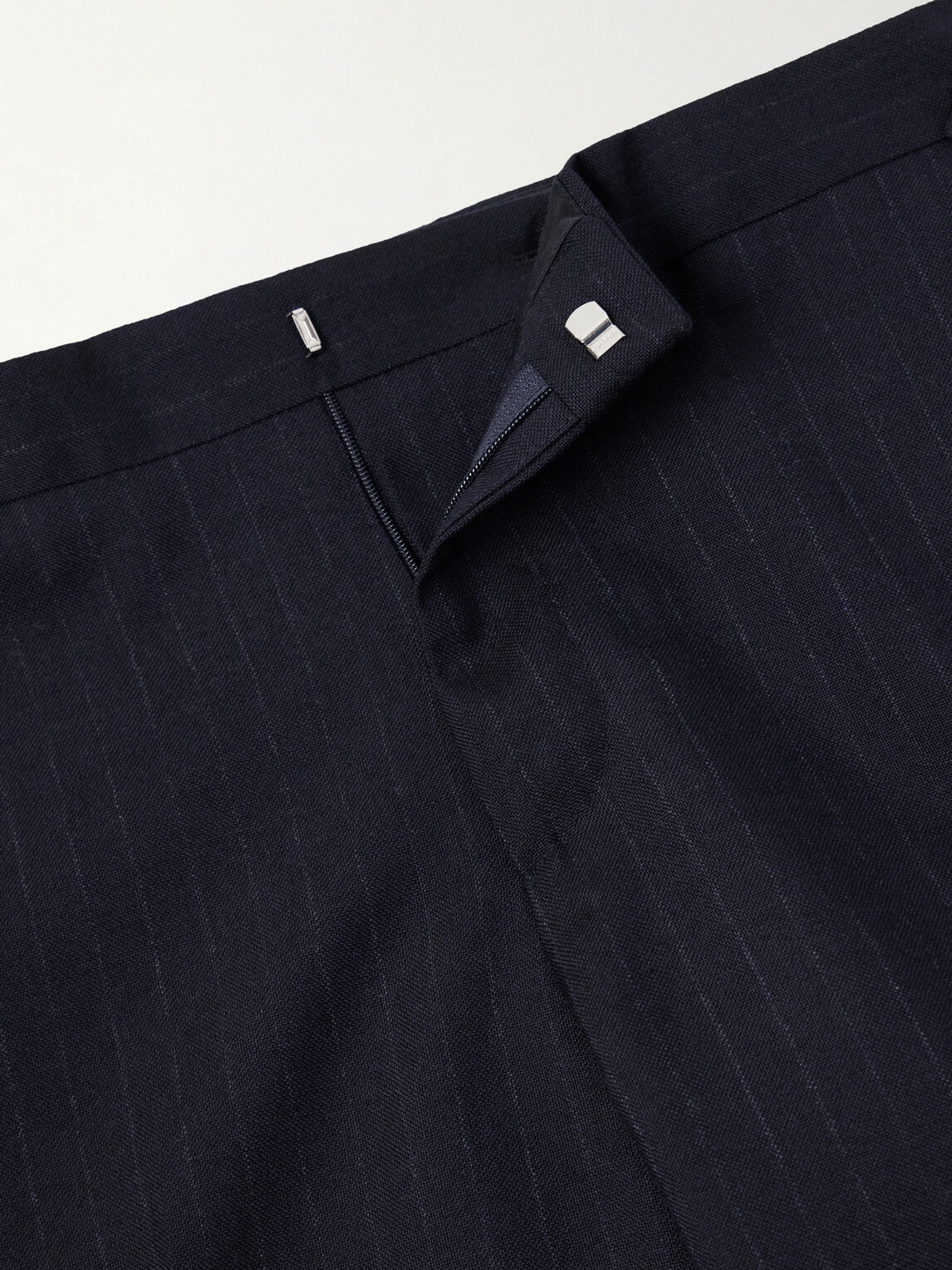 Lardini - Straight-Leg Pleated Striped Wool Trousers - Blue
