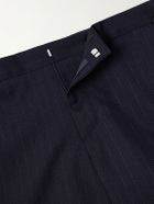Lardini - Straight-Leg Pleated Striped Wool Trousers - Blue