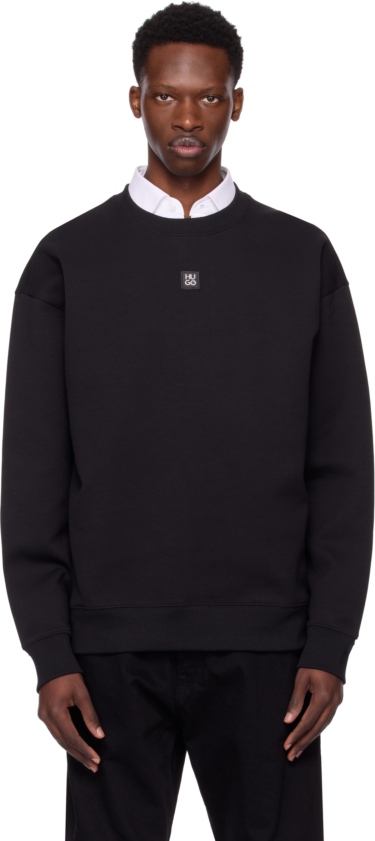Hugo Black Stacked Logo Badge Sweatshirt