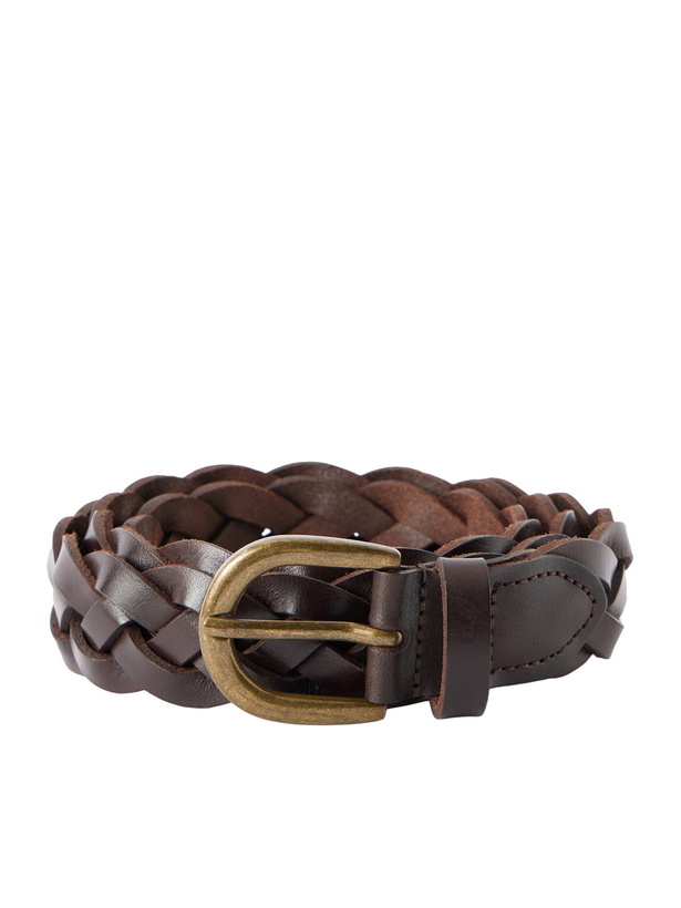 Photo: MORJAS - 3cm Braided Leather Belt - Brown