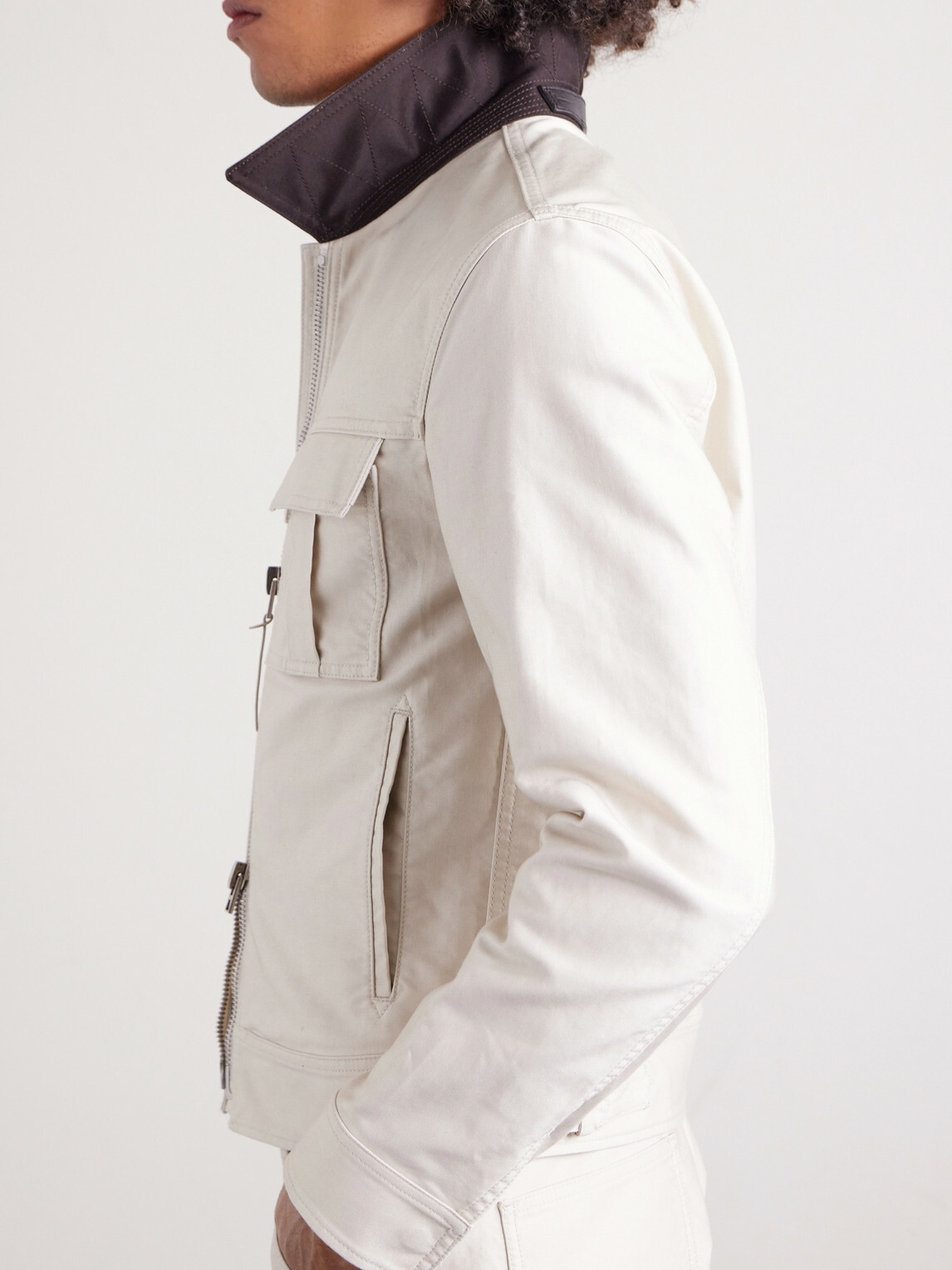 TOM FORD - Slim-Fit Cotton-Satin Blouson Jacket - Neutrals