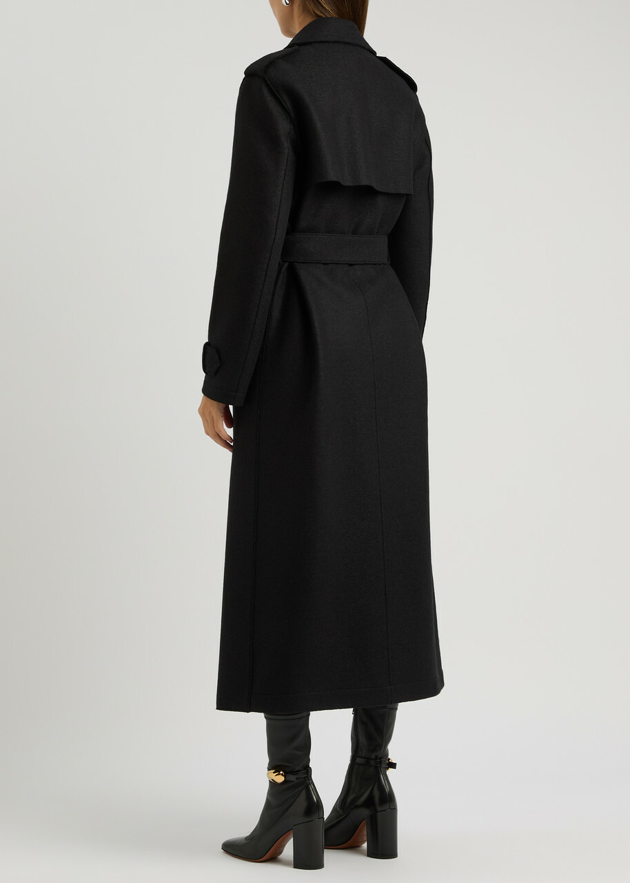Harris Wharf London Belted Wool Trench Coat Black
